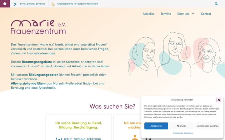 Screenshot van frauenzentrum-marie.de