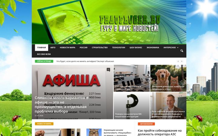 Screenshot stránky fraufluger.ru
