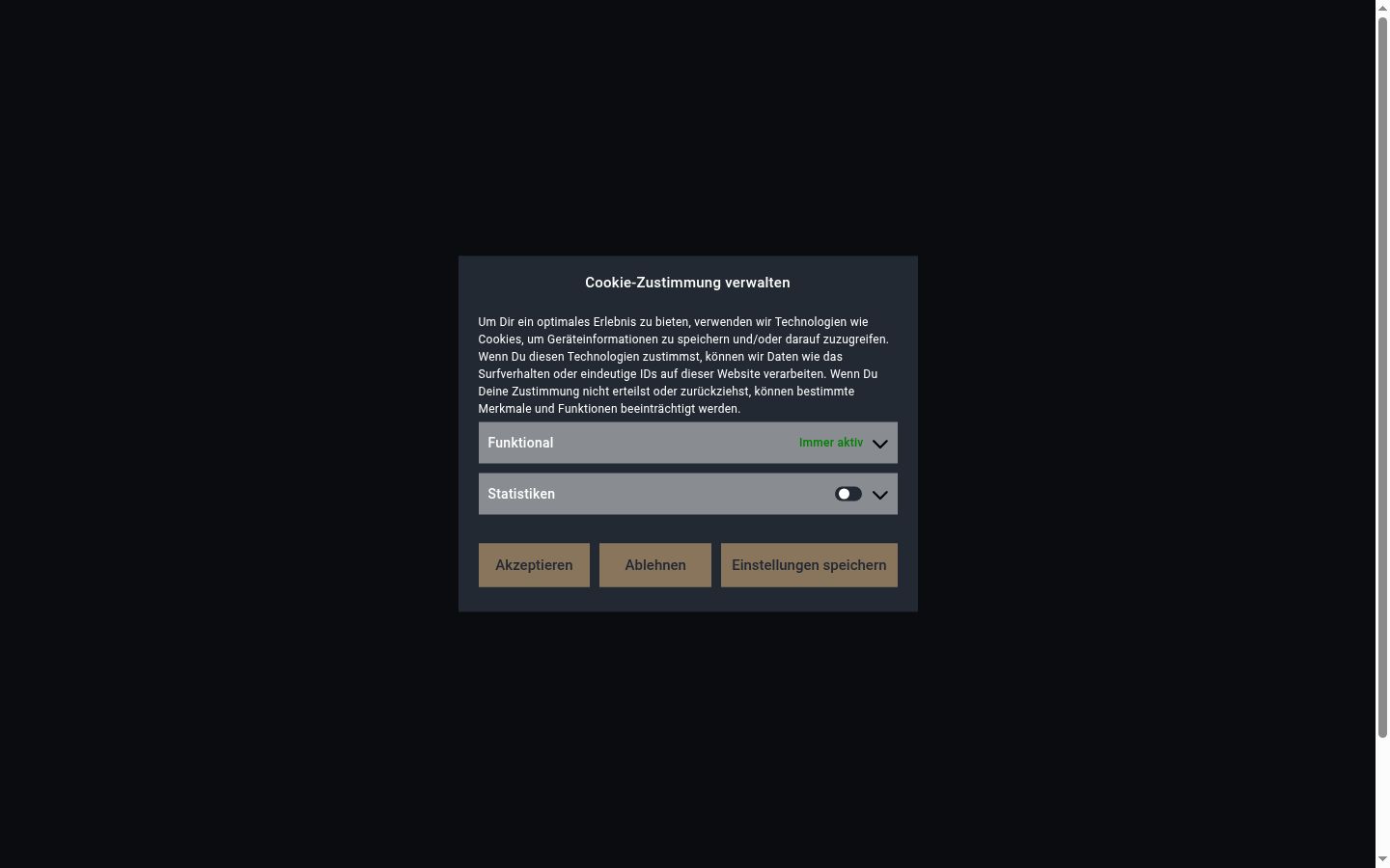 Screenshot του banner συγκατάθεσης που εμφανίστηκε πριν από οποιαδήποτε αλληλεπίδραση