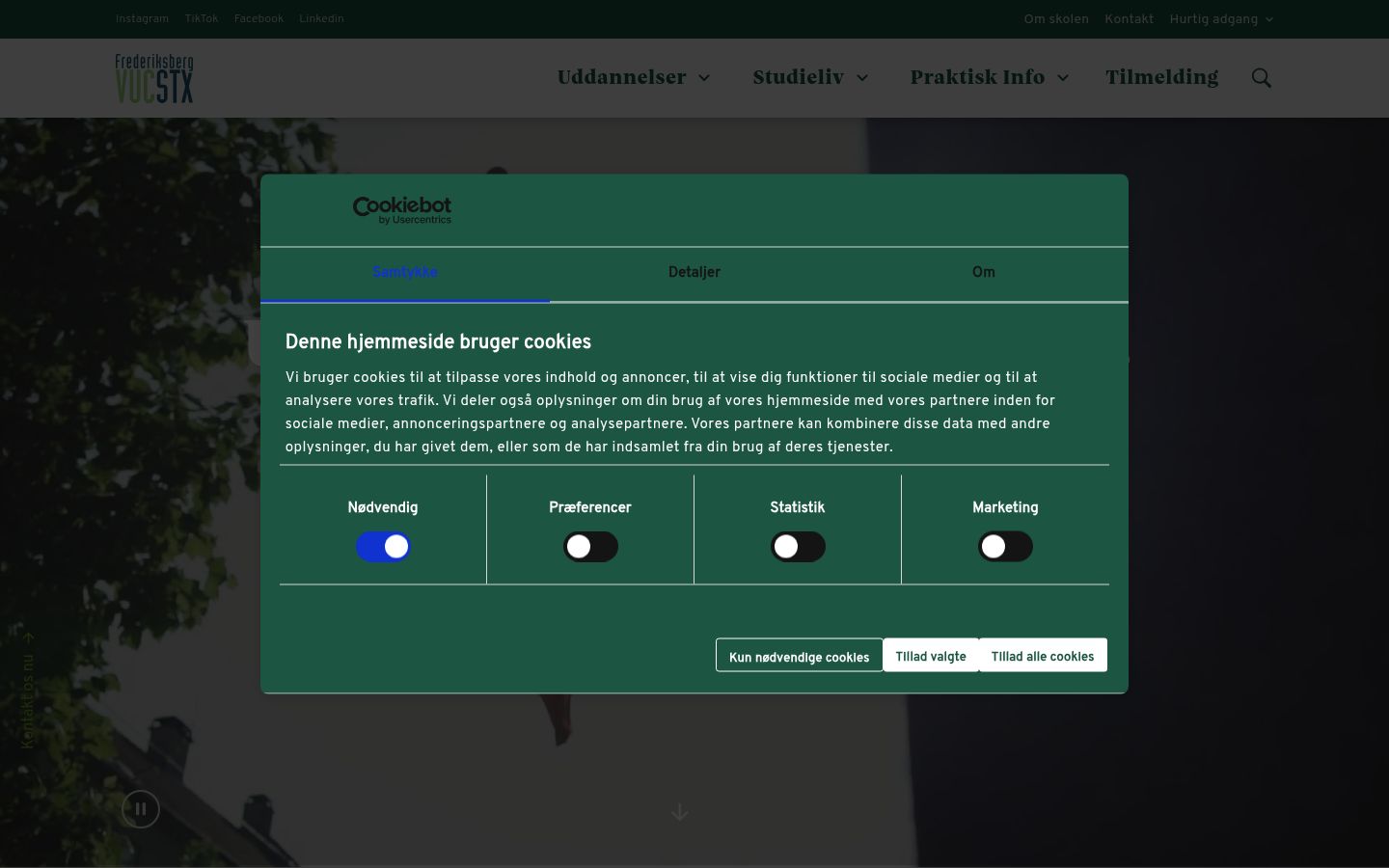Screenshot tal-banner tal-kunsens muri qabel kwalunkwe interazzjoni