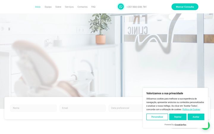 Kuvakaappaus sivustosta frclinic.pt