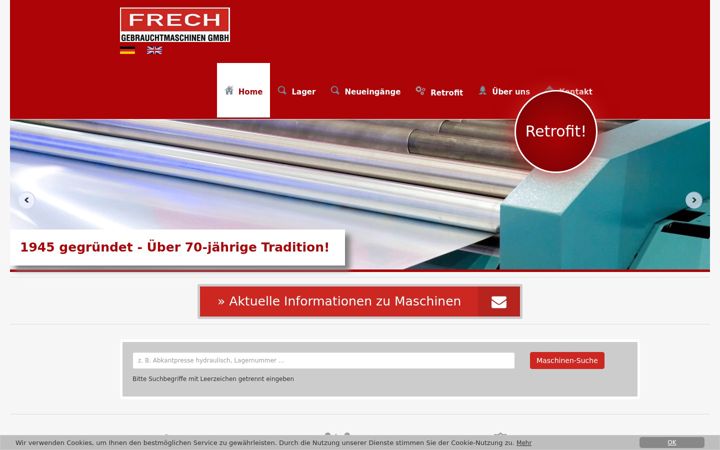 Screenshot stránky frech-maschinen.de