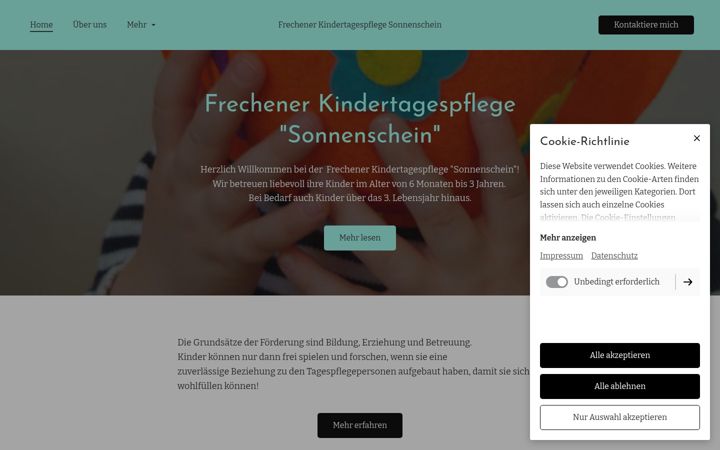 Screenshot of frechenerkindertagespflegesonnenschein.de