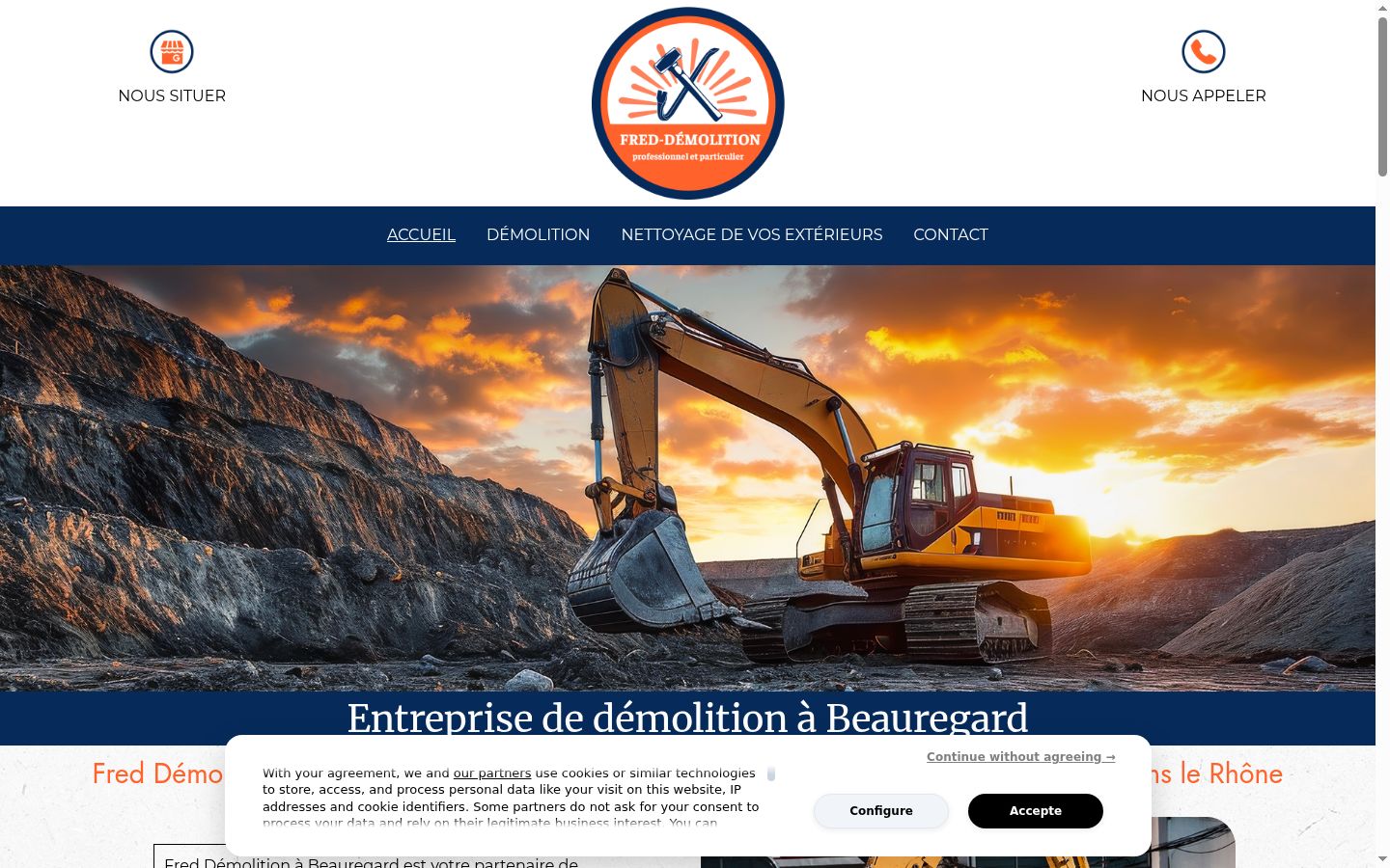 Captura de pantalla del banner de consentimiento mostrado antes de cualquier interacción