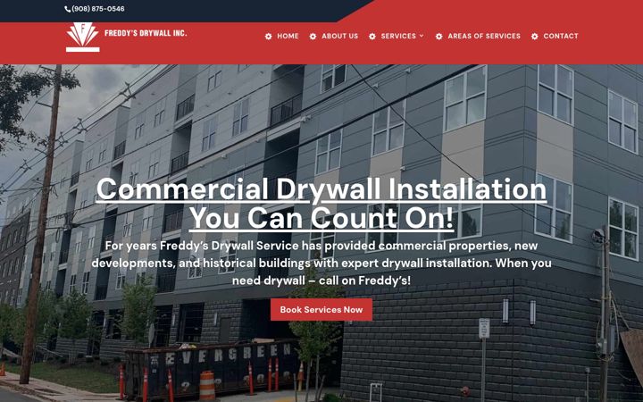 Screenshot of freddysdrywallservices.com
