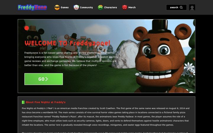 Screenshot of freddyzone.com