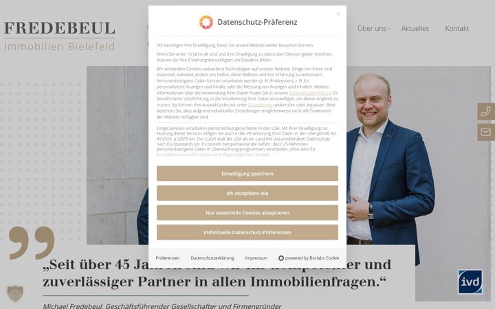 Captura de ecrã de fredebeul-immobilien.de