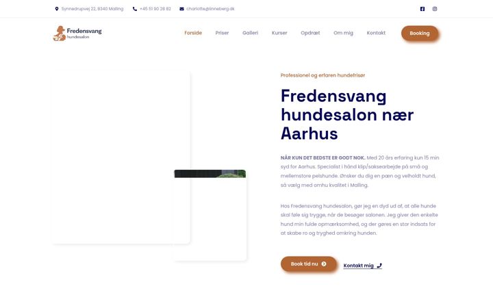 Snímek obrazovky fredensvang-hundesalon.dk
