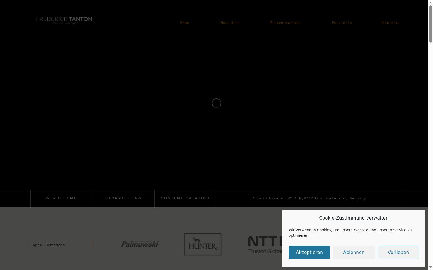 Captura de ecrã do banner de consentimento apresentado antes de qualquer interação