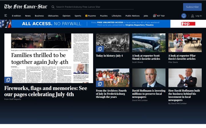 Screenshot of fredericksburg.com
