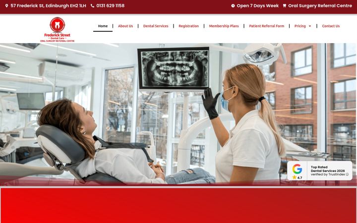 Ekrānuzņēmums no frederickstreetdental.co.uk