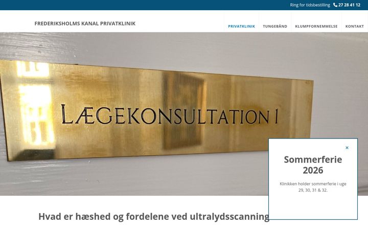 Screenshot of frederiksholmskanalprivatklinik.dk