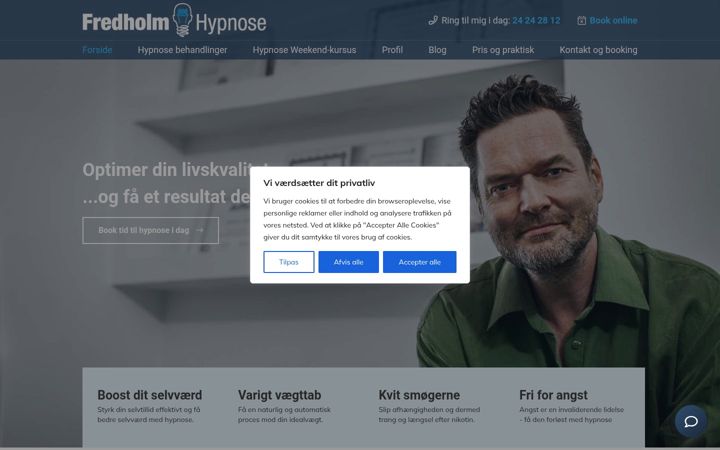 Screenshot of fredholm-hypnose.dk