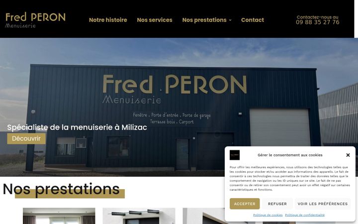 Screenshot of fredperonmenuiserie.fr