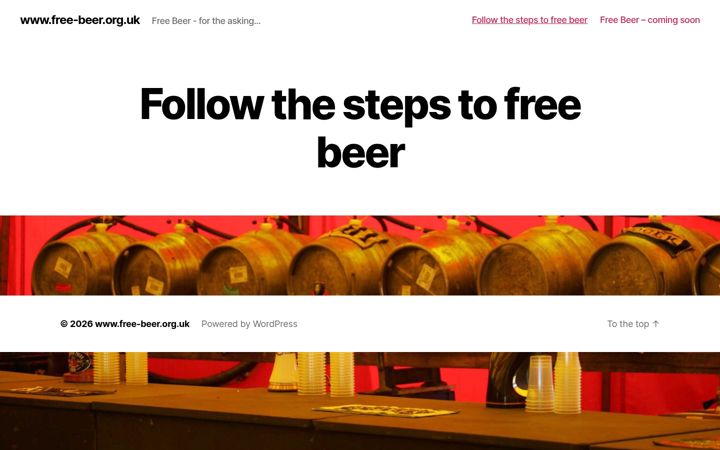 Ekrānuzņēmums no free-beer.org.uk