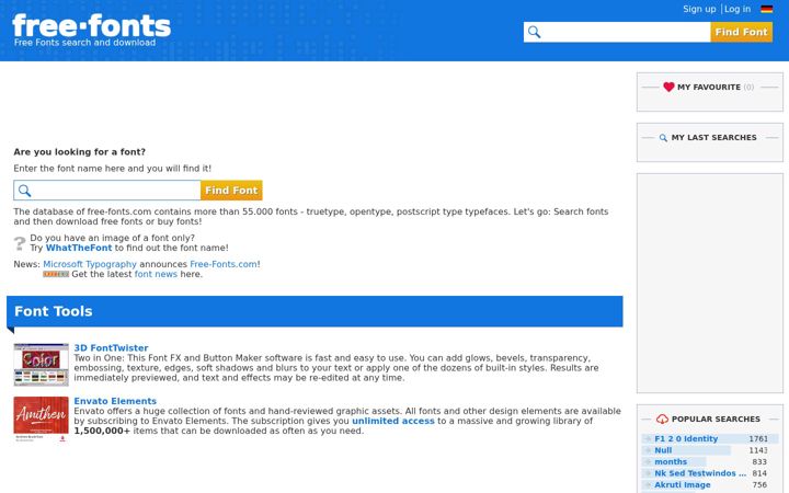 Screenshot of free-fonts.com