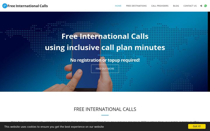 Ekrānuzņēmums no free-international-calls.co.uk