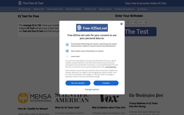 Screenshot of free-iqtest.net