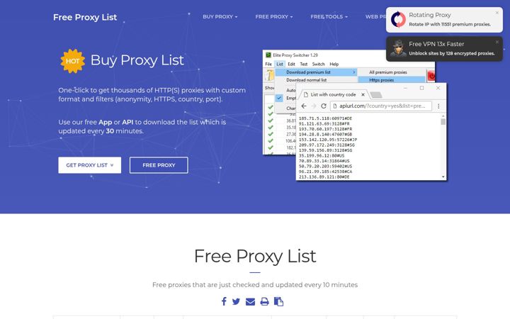 Screenshot of free-proxy-list.net