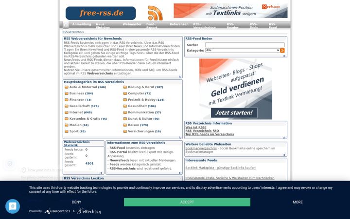 Screenshot of free-rss.de