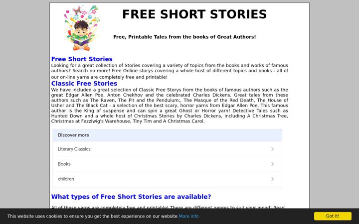 Captura de pantalla de free-short-stories.org.uk