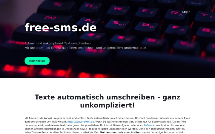 Screenshot of free-sms.de
