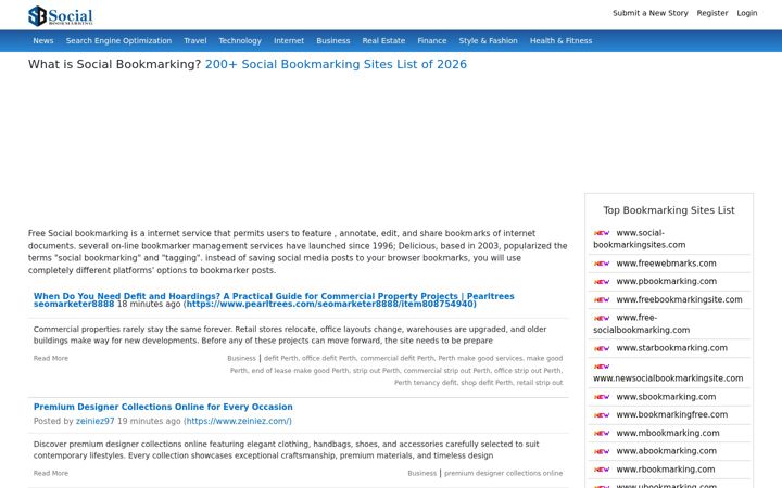 Screenshot of free-socialbookmarking.com