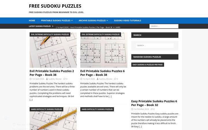 Screenshot of free-sudoku-puzzles.com