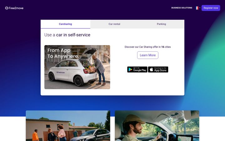 Captură de ecran a free2move.com