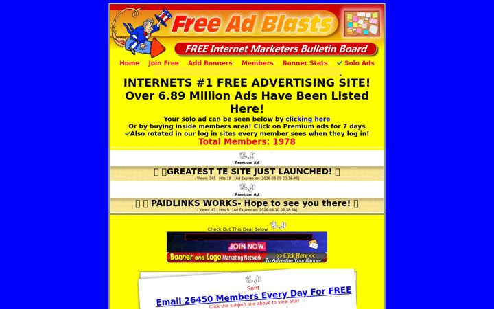 Screenshot of freeadblasts.com
