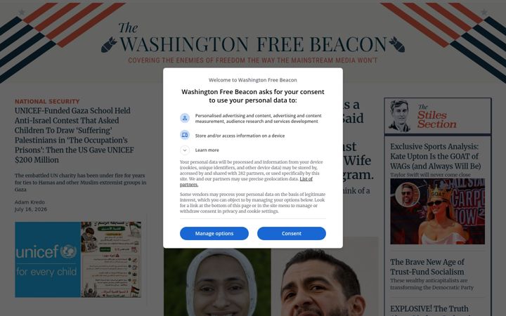Ekraanipilt saidist freebeacon.com