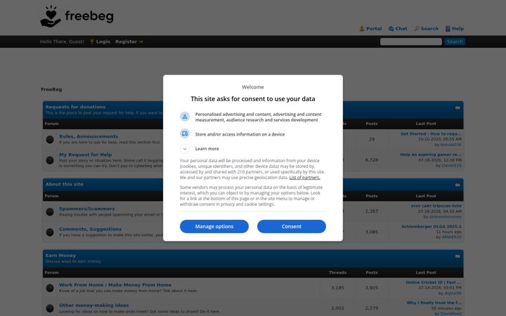 Screenshot of freebeg.com
