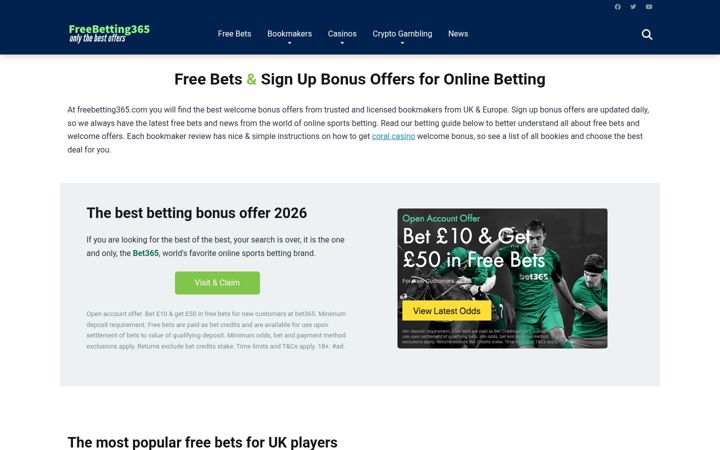 Screenshot of freebetting365.com