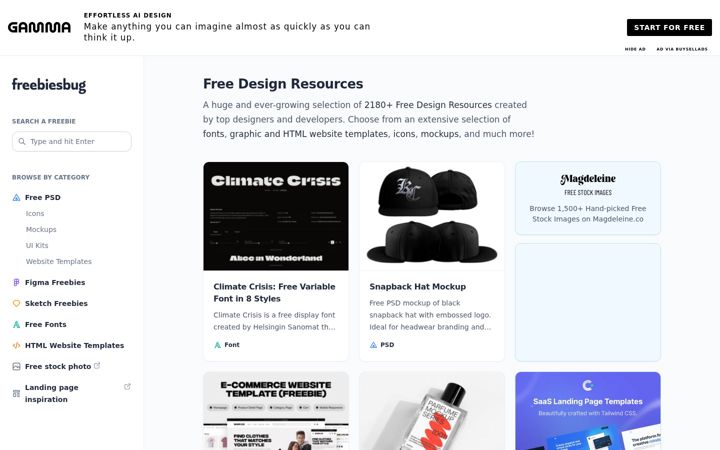 Screenshot of freebiesbug.com