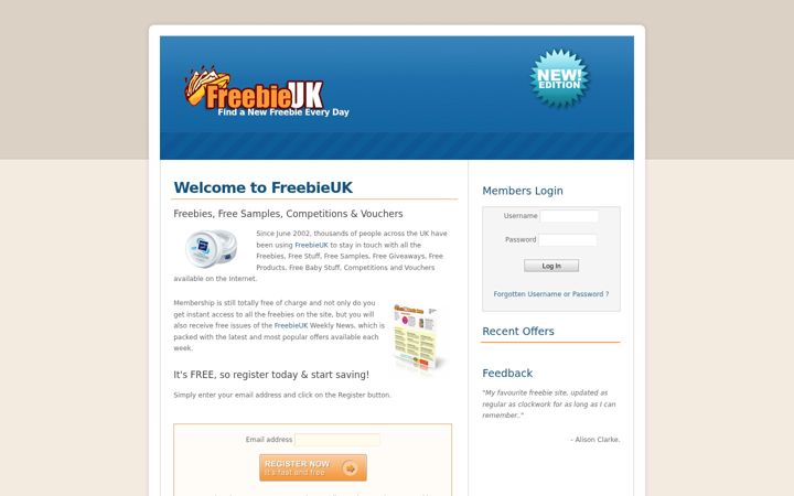Screenshot of freebieuk.com