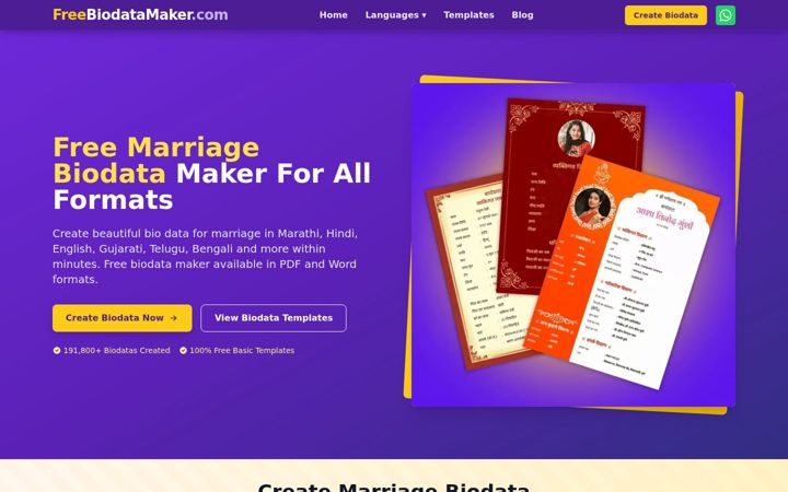 Screenshot of freebiodatamaker.com