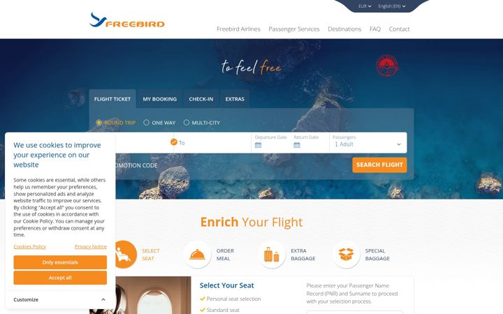 Screenshot of freebirdairlines.com