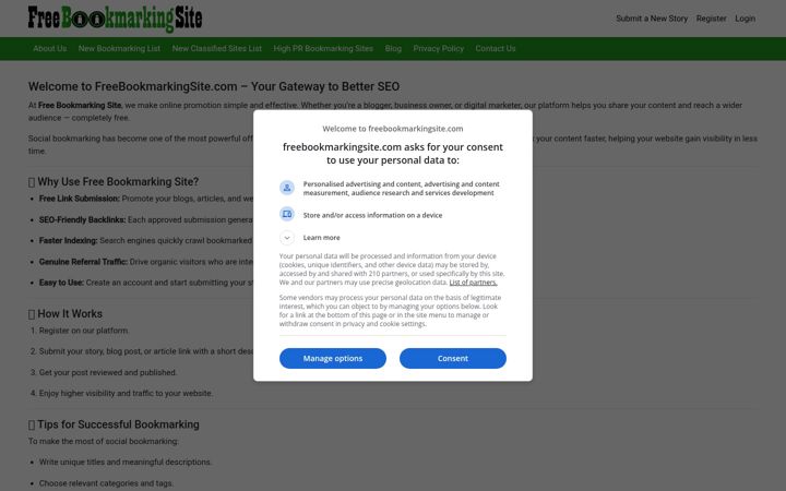 Képernyőkép: freebookmarkingsite.com