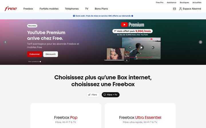Screenshot of freebox.fr