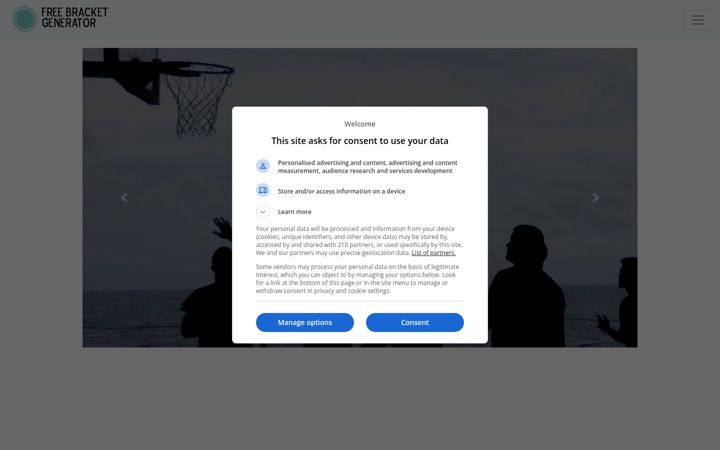 Screenshot of freebracketgenerator.com