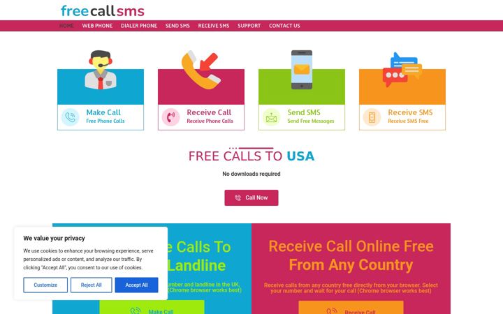 Screenshot of freecallsms.com