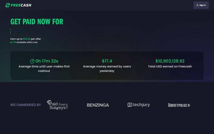 Screenshot of freecash.ai