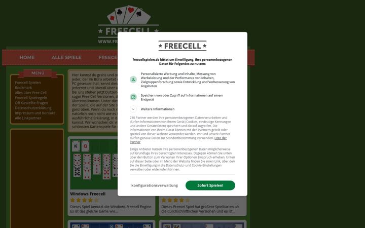 Screenshot of freecellspielen.de