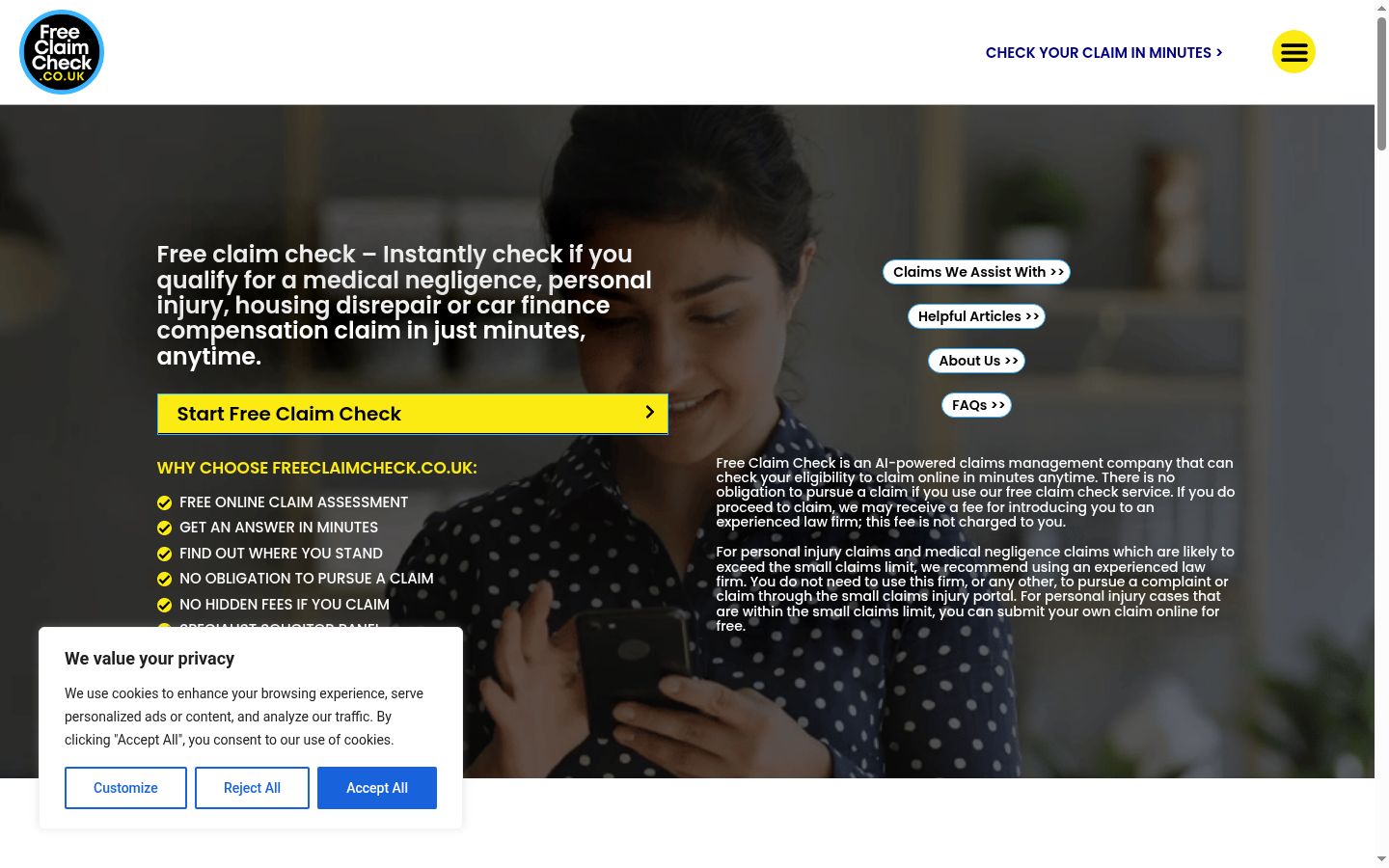 Screenshot of the consent banner shown before any interaction