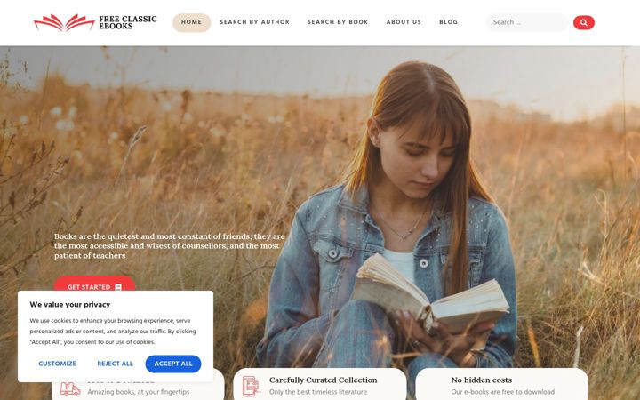 Screenshot of freeclassicebooks.com