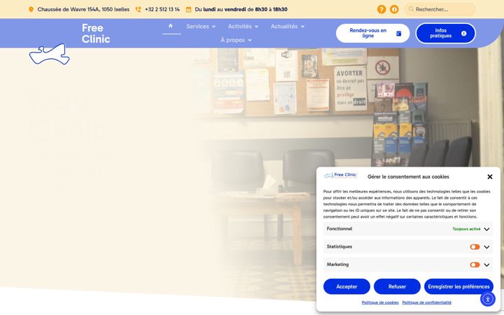 Capture d'écran de freeclinic.be