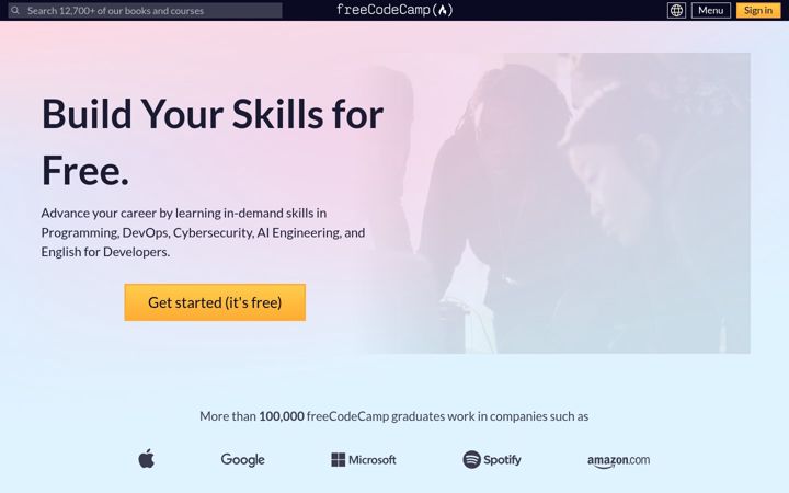 Screenshot di freecodecamp.org