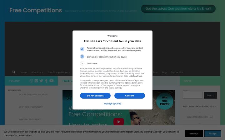 Screenshot of freecompetitions.co