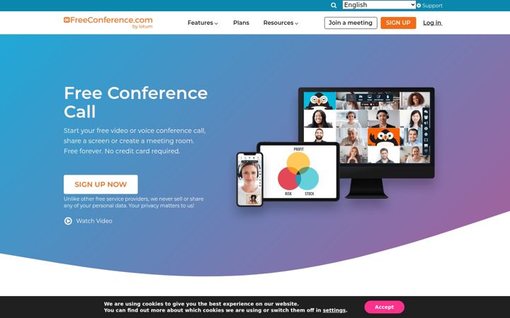 Screenshot of freeconference.com