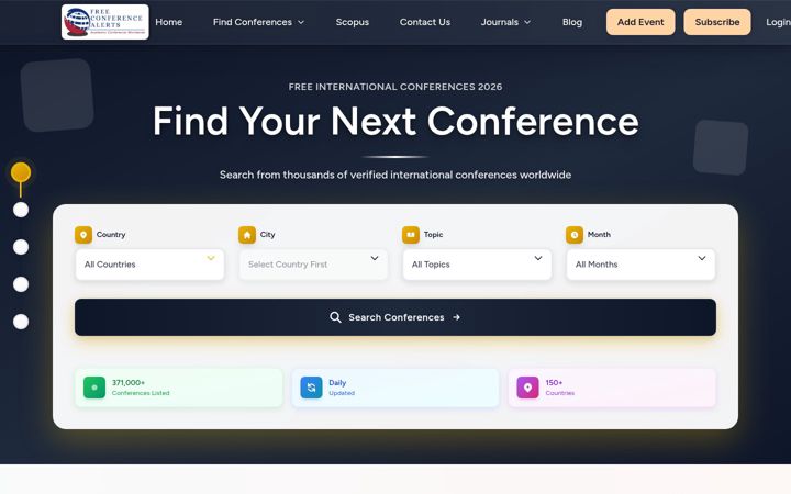 Screenshot of freeconferencealerts.com